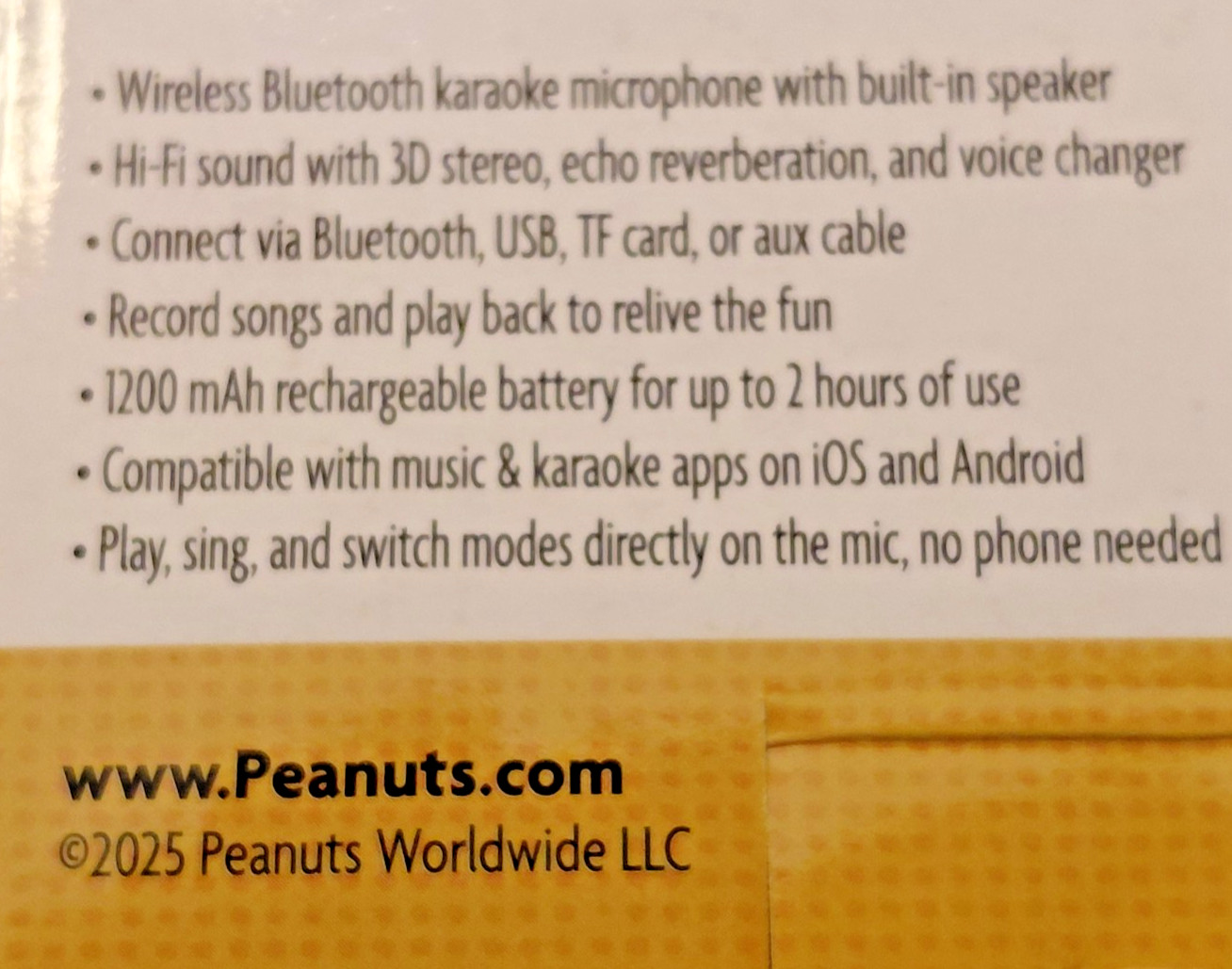PEANUTS SNOOPY WIRELESS KARAOKE MICROPHONE BLUETOOTH SPEAKER SOUND EFFECTS NEW