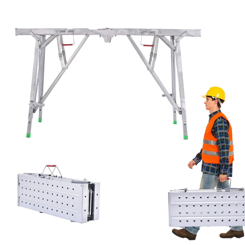 Work Platform Adjustable Height Portable Scaffolding Platform 330 Lb Load US