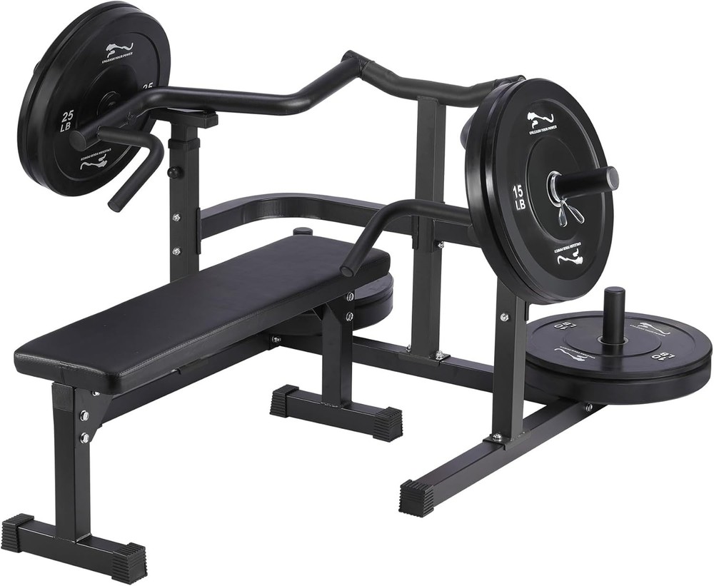 Chest Press Machine with Adjustable Flat Bench & Smooth Bearings Workout Machine