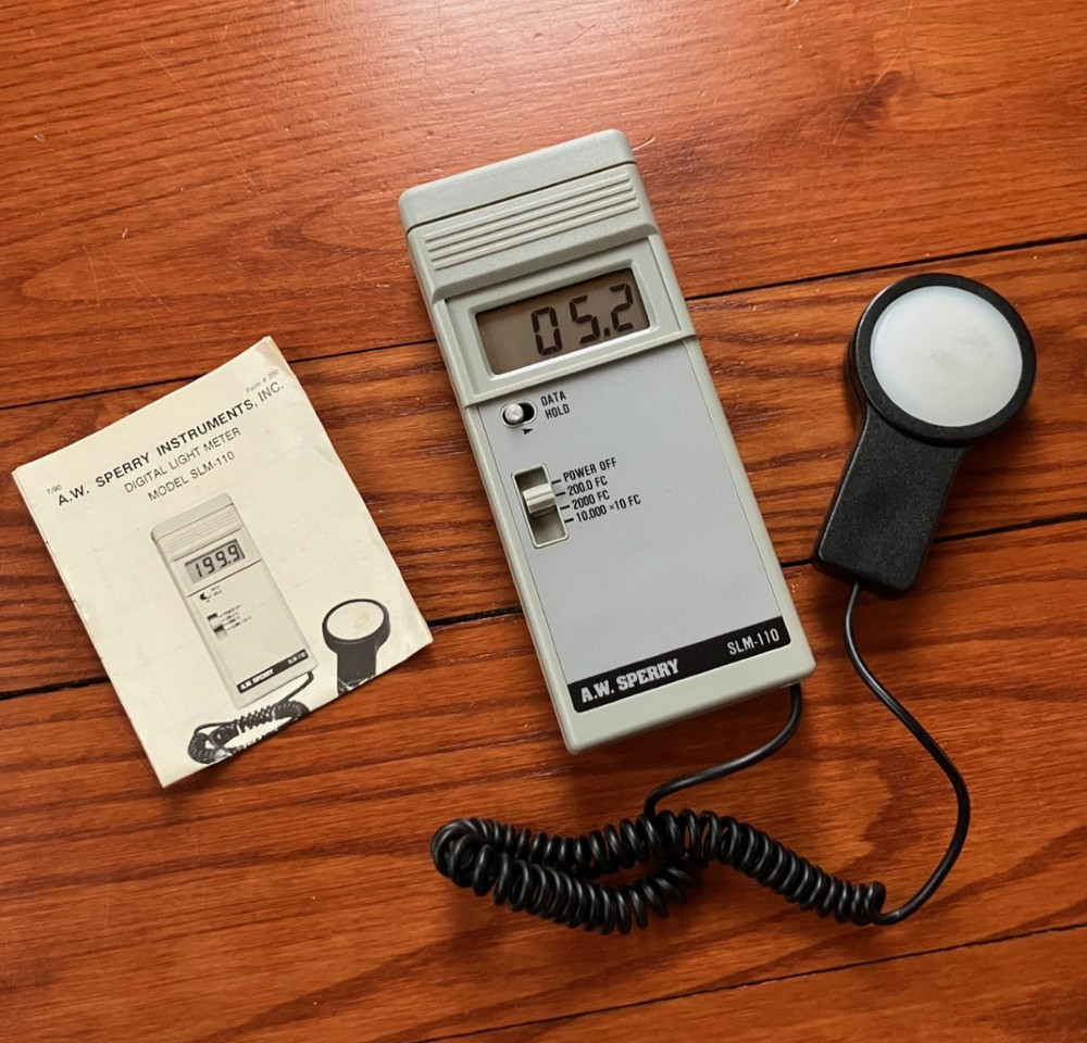 A.W. Sperry SLM-110 Digital Light Meter w/ Sensor, Manual & Case