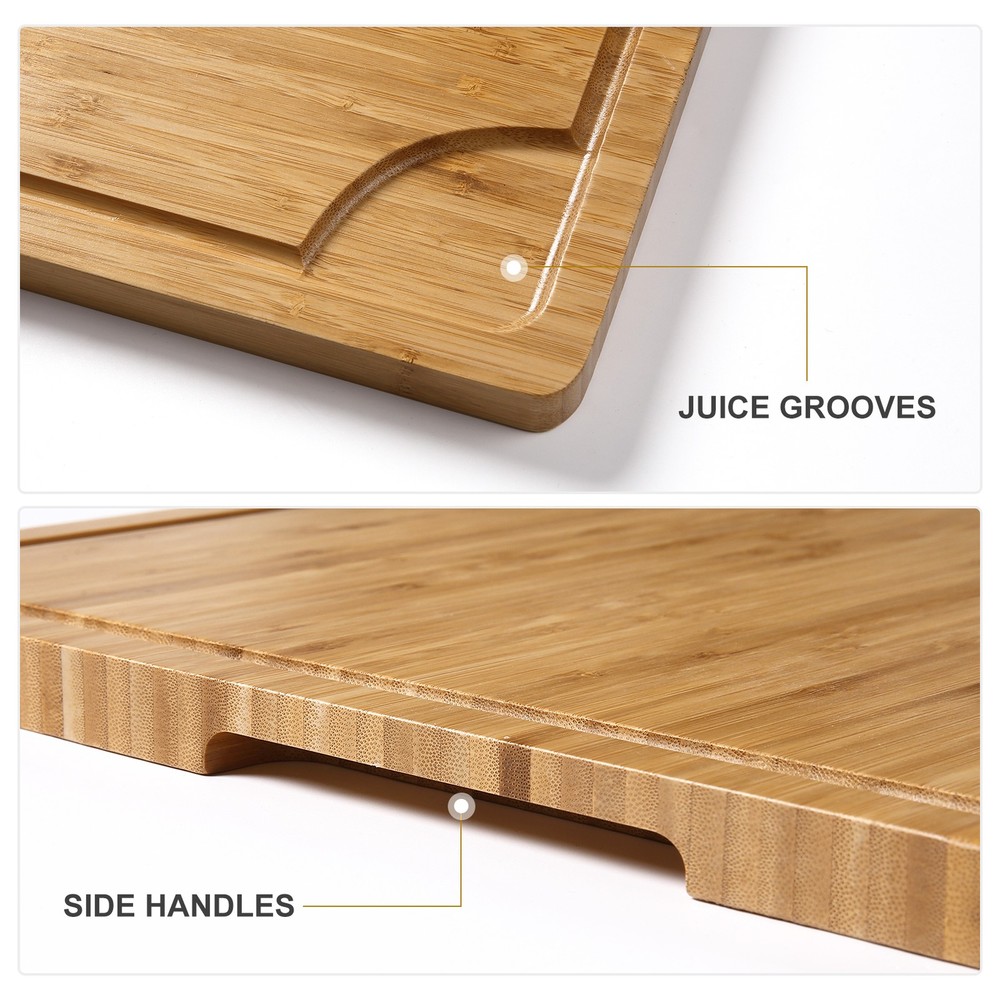 Premium Bamboo Chopping Board, Rectangular 24x18" for Vegetables, Meat & Cheese