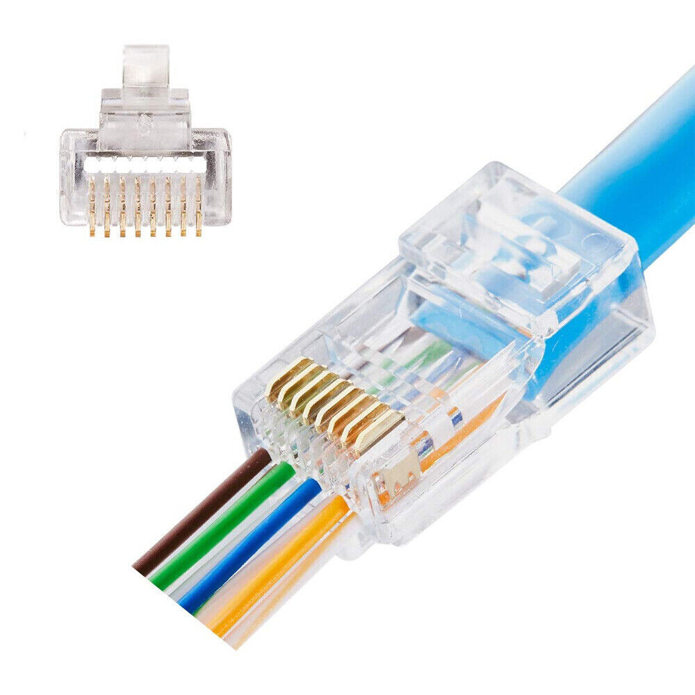 500 Pcs Cat5e RJ45 Network Modular Plug 8P8C Cable Connector End Pass Through