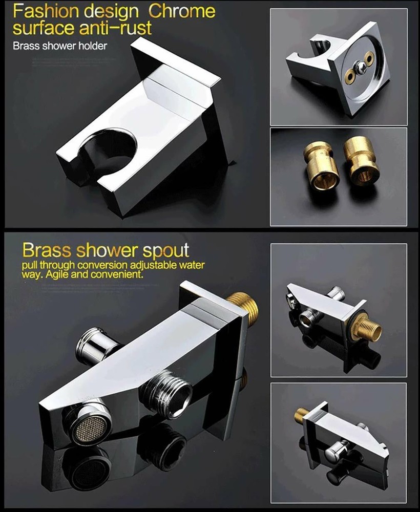 15"x28" Rectangle Ceiling Rainfall Multi Function Shower Head System - Polished