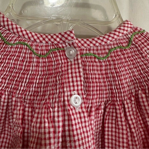 Classic Whimsy Girls Strawberry & Vine Smocked Gingham Red Checked Dress