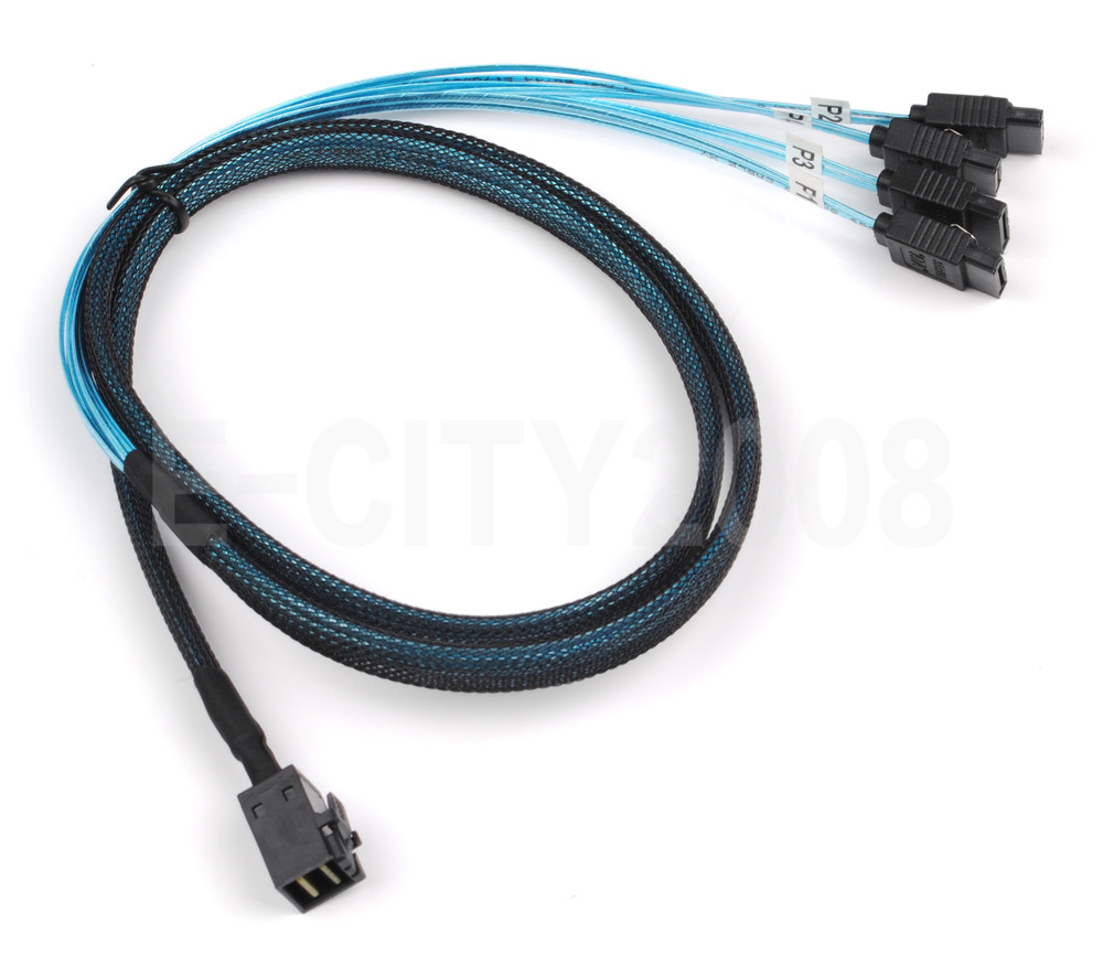 Mini SAS SFF-8643 to 4 SATA 7-pin Hard Disk 6Gbps data Server RAID 1M Blue Cable