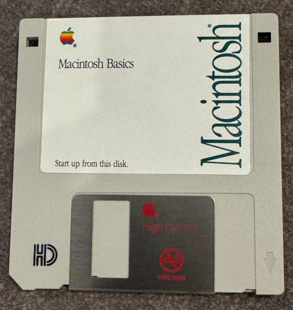 Vintage 1990 Macintosh Basics 3.5" Floppy Disk