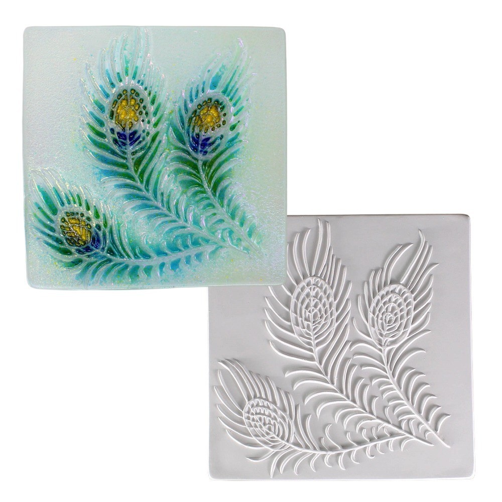 7"SQ.-Deep .5" Peacock Texture Tile Mold Glass Fusing