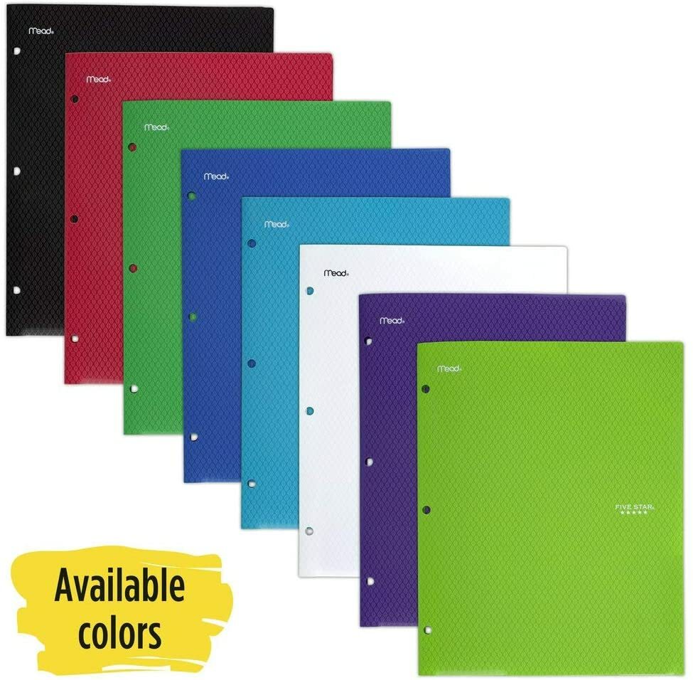 Five Star 2 Pocket Plastic Folder (a single item & assorted colors)