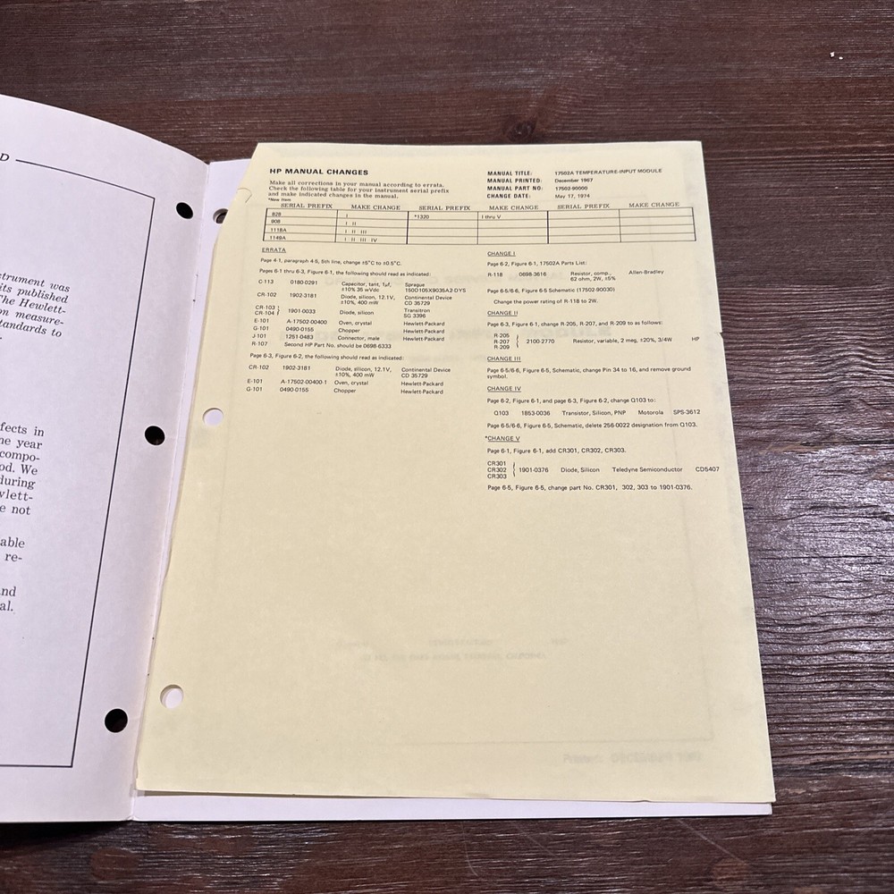 HP 17502A Temperature Input Module Operating & Service Manual 17502-90000