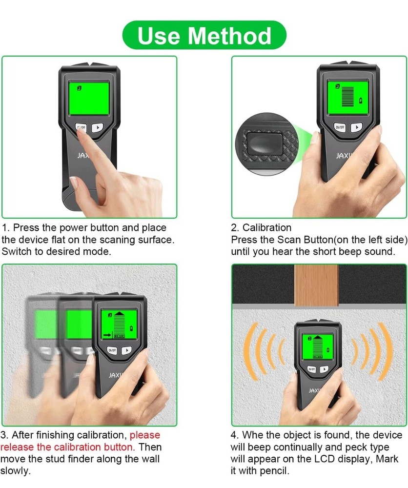 Stud Finder Wall Scanner 5 N 1 W/Intelligent Microprocessor Chip & HD LCD Displa