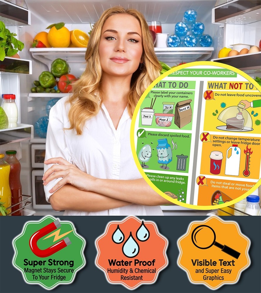 Office Refrigerator Etiquette Magnet 6x9 – Workplace Kitchen Cheat Sheet