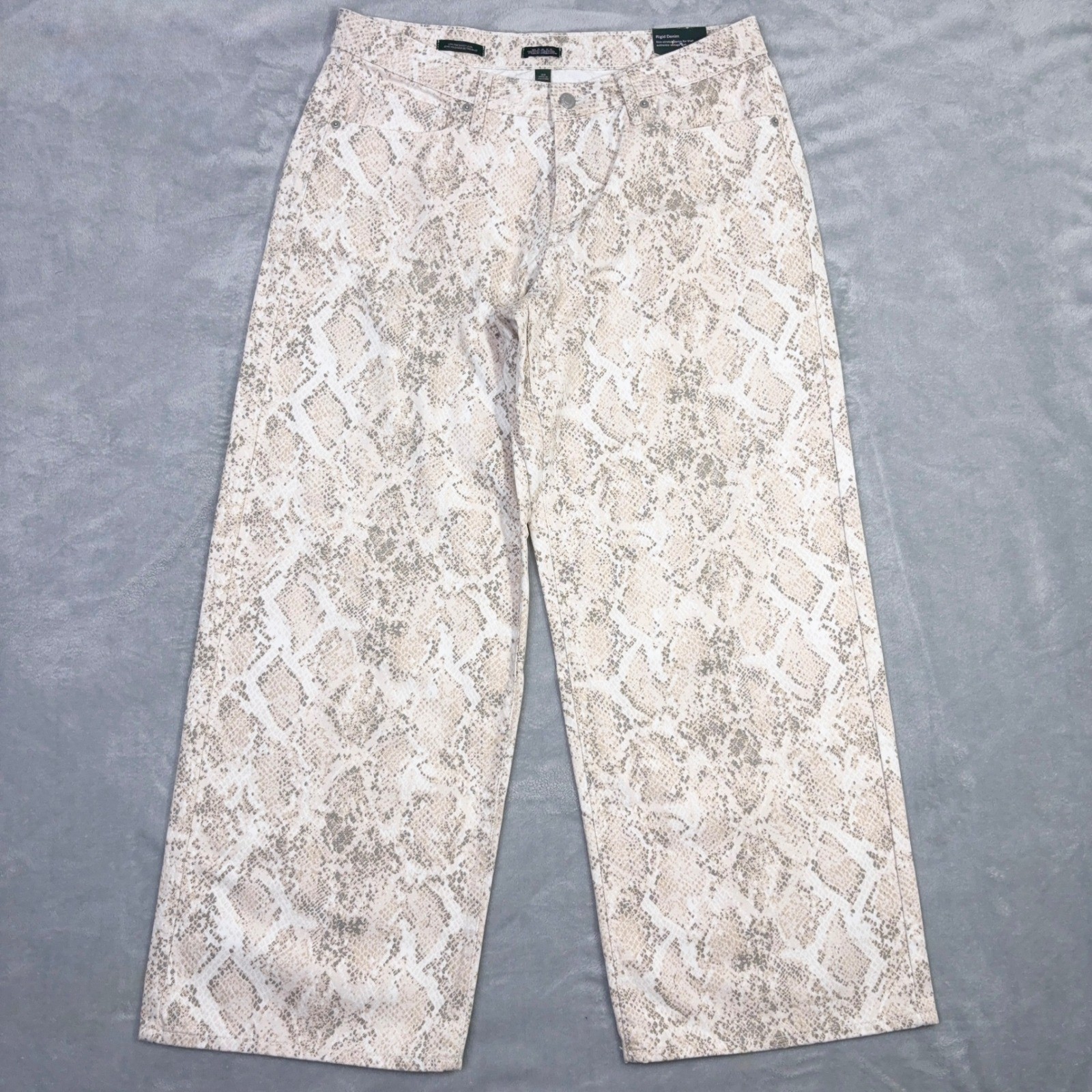Wild Fable Low-Rise Baggy Jeans 12/31 Light Snakeskin Rigid Denim Tan Cream NWT