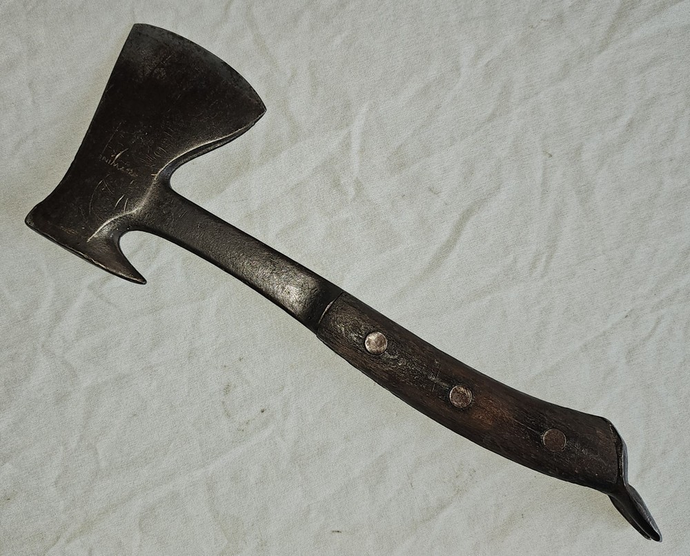 1920's antique Estwing UtilAx Trapper axe puller crate hammer 3 Rivet handle