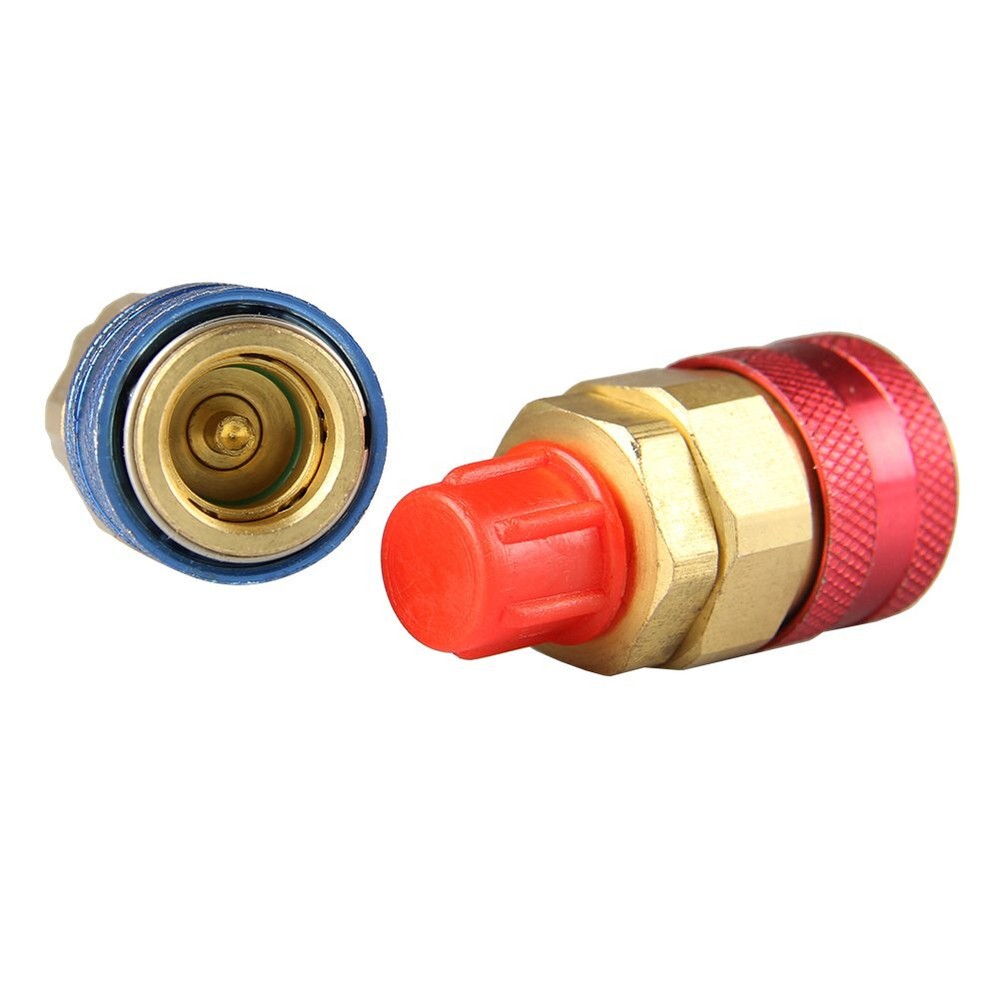 2 Quick Coupler Adapter High Low Side Conversion Kit AC A/C Freon Manifold Gauge