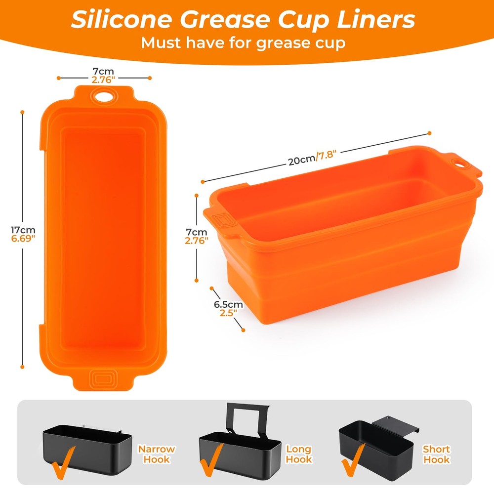 Silicone Grease Cup Liners 2-Pack: Blackstone Griddle Accessories - Reusable...