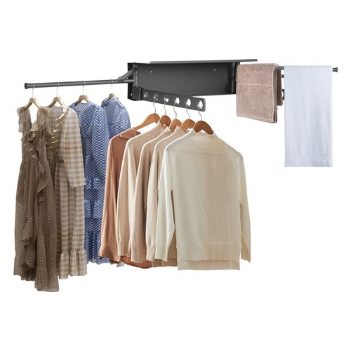 Foldable Wall Clothes Dryer Laundry Drying Rack Wall Mounted Clothes Rack Gray