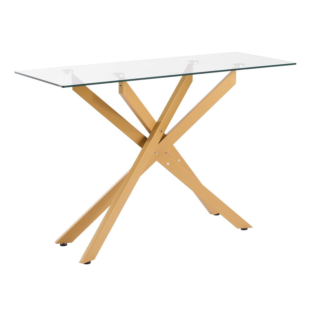 Modern Glass Coffee Table Rectangular Sofa Side Table W/ Tempered Glass Top &