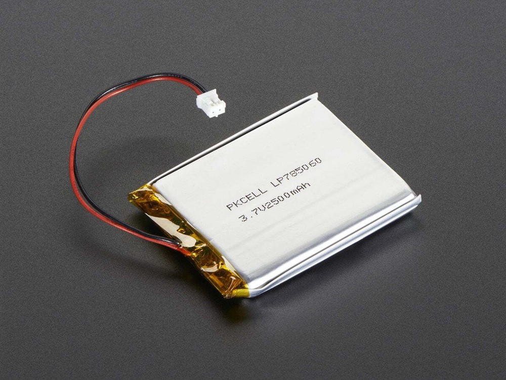 Adafruit Lithium Ion Polymer, 3.7V, 2500mAh