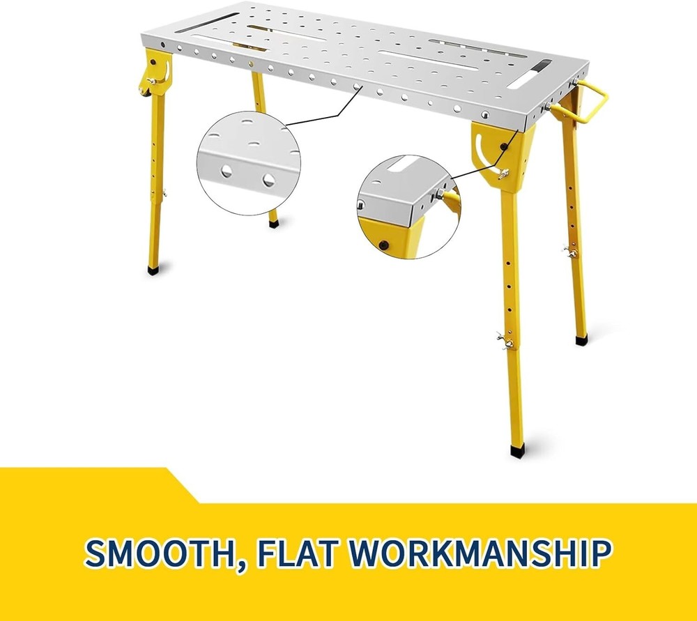 Welding Table 500LBS Folding Welding Workbench Wheels 44X21'' Adjustable Height