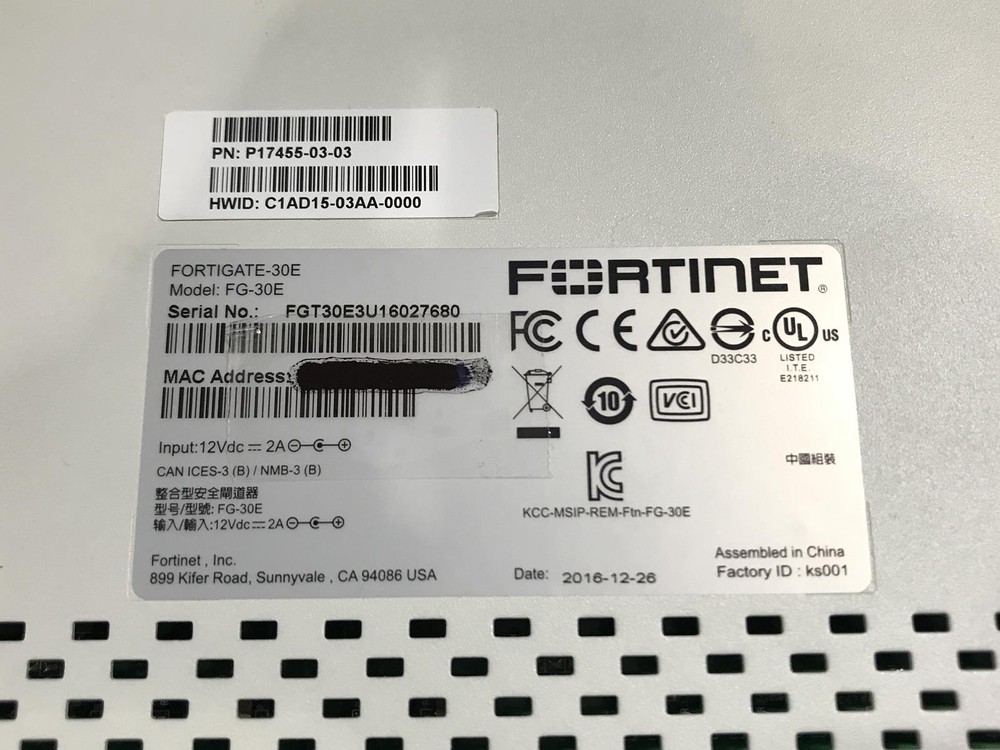 Fortinet FG-30E Network Security Firewall Appliance P17455-03-03