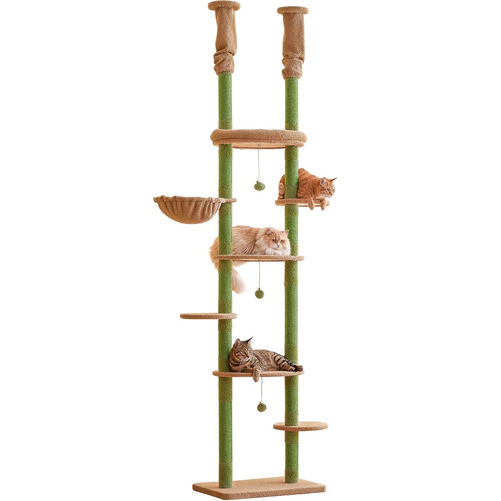 92.1"-101.6" Adjustable Multi-level Cat Tree Tower Activity Center Playing Rest.
