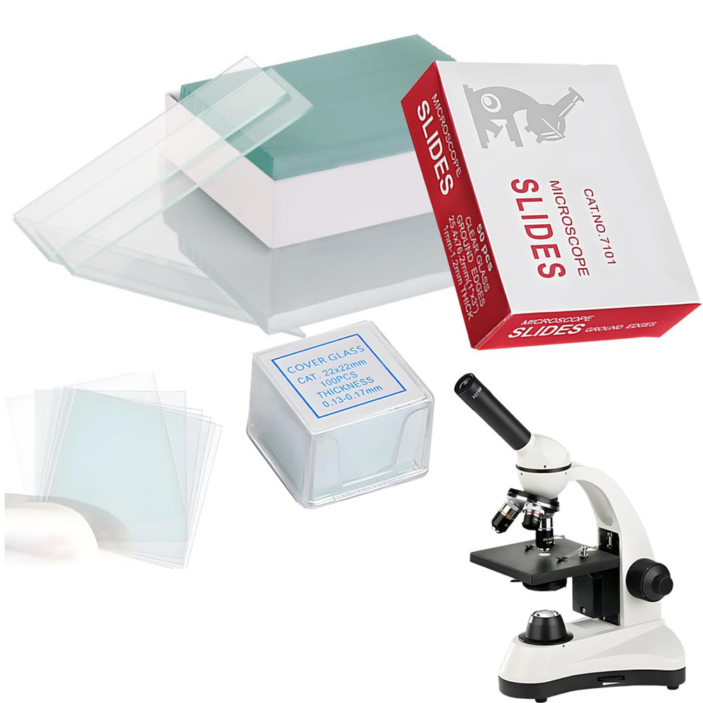 Microscope Slides and Covers – 50 Blank Glass Slides for Microscope with 100 ...
