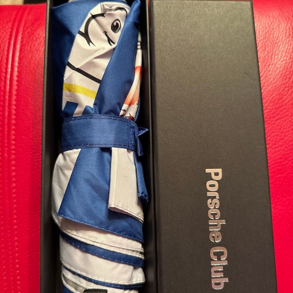 Porsche Design Blue White Compact folding  Umbrella with Gift Box