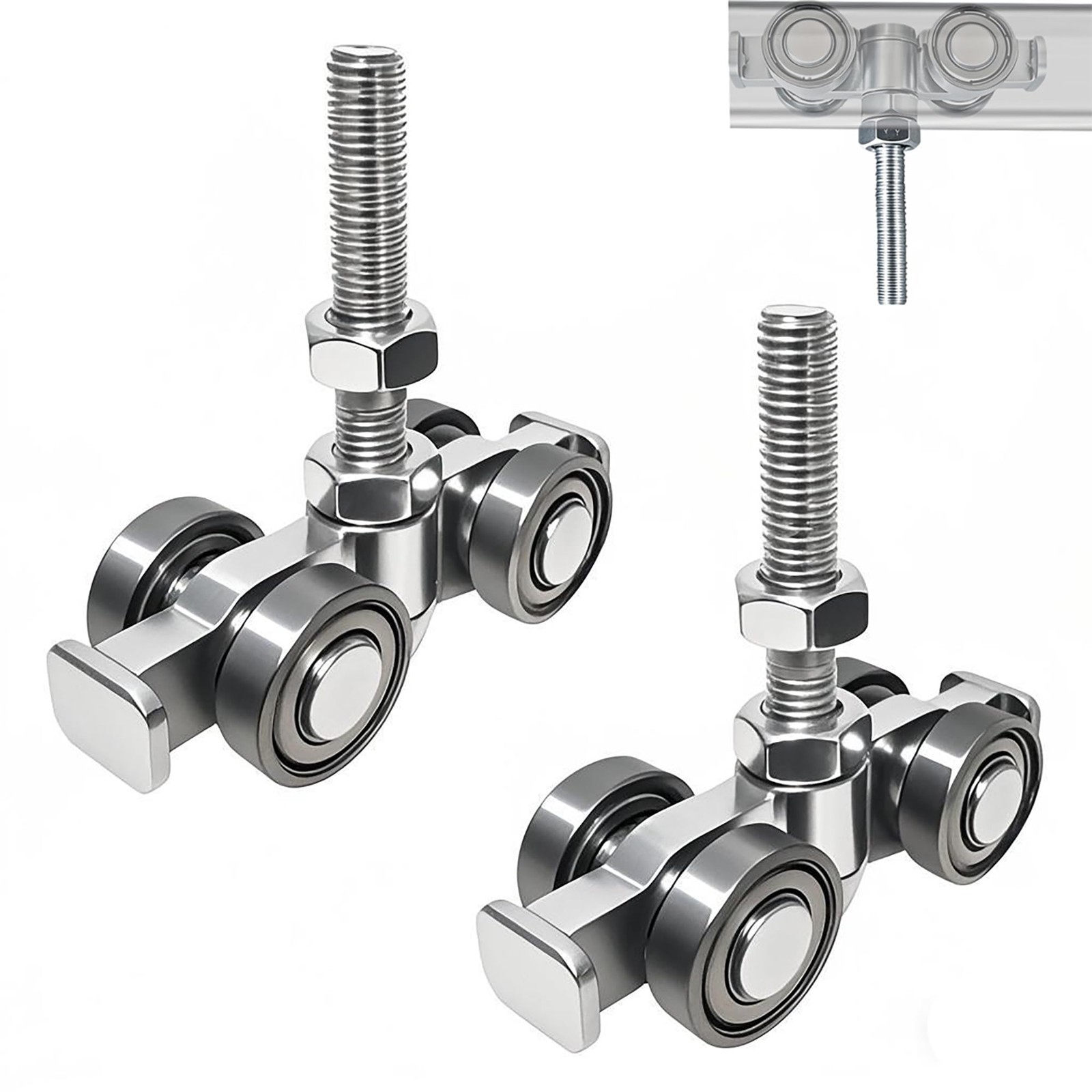 2 Pack 4-Wheel Silent Trolley Assembly Rollers for 1-5/8 Inch Unistrut Channel