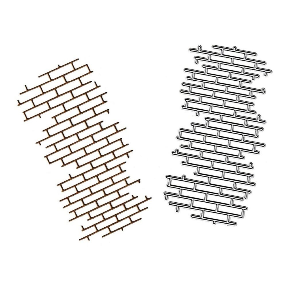 Brick Wall Cutting Dies, Irregular Net Die Cuts Metal Embossing Stencils Temp...
