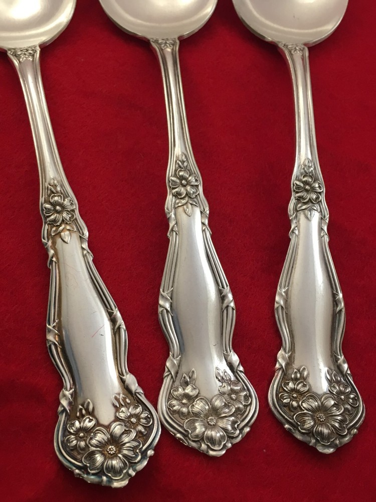 Wm Rogers & Son ARBUTUS Silver Plate 3 Solid Serving Spoons 1908 Flatware