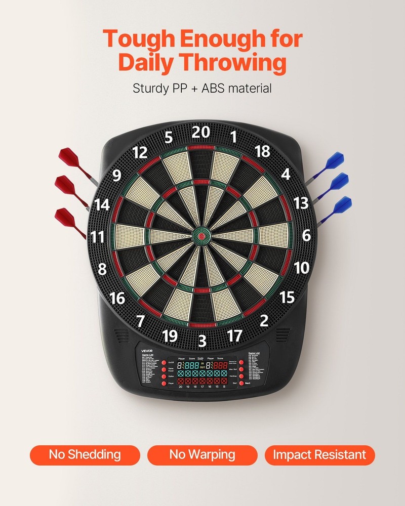 13.5in Beginner-Friendly Electronic Dartboard 43 Modes LCD Display