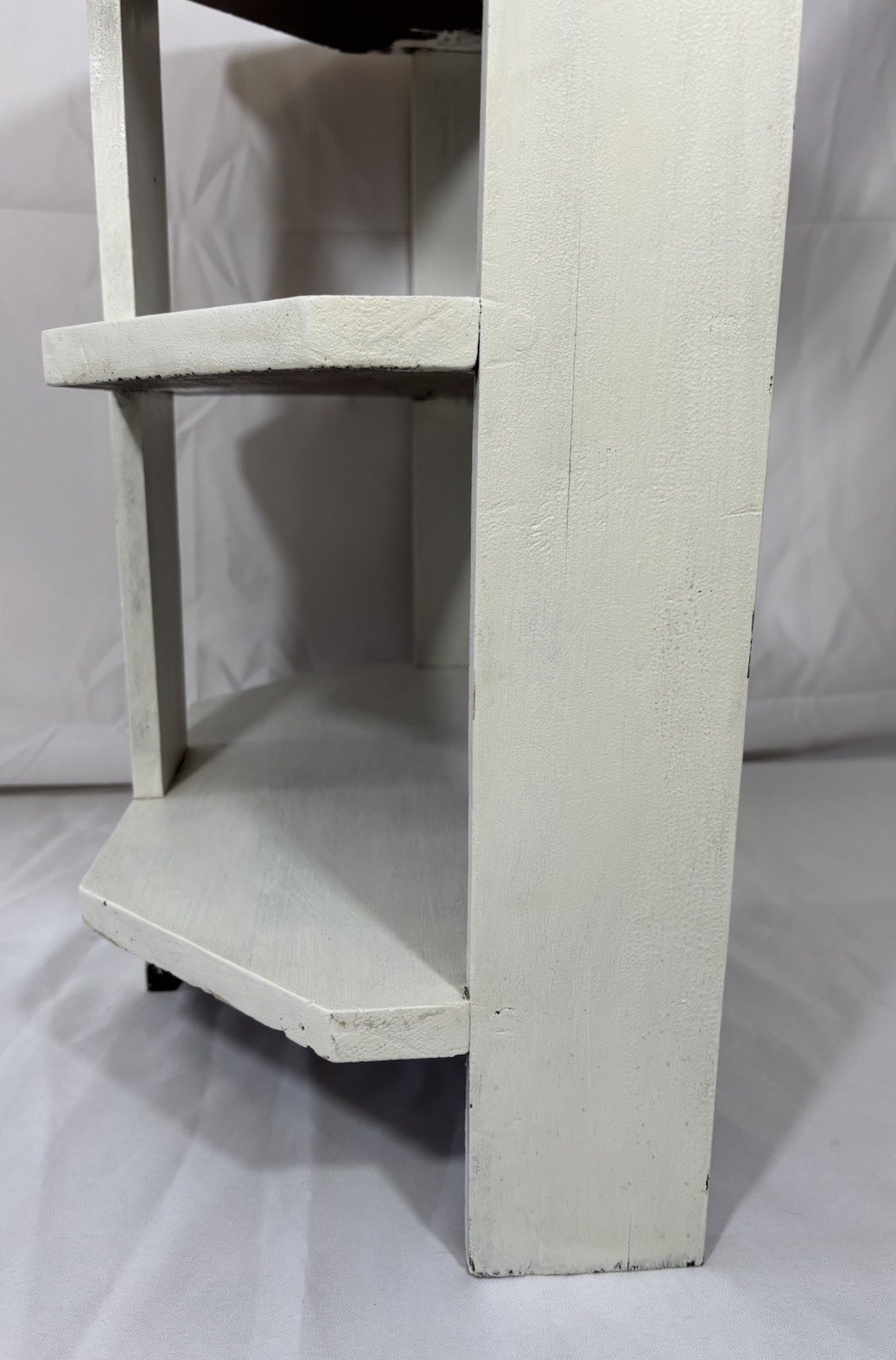 Antique Arts & Crafts Painted Wood 3 Tier Half Round Table Shelf Plant Stand