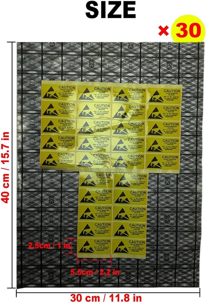30-Pack Anti-Static Mesh Bags for Electronic Components
