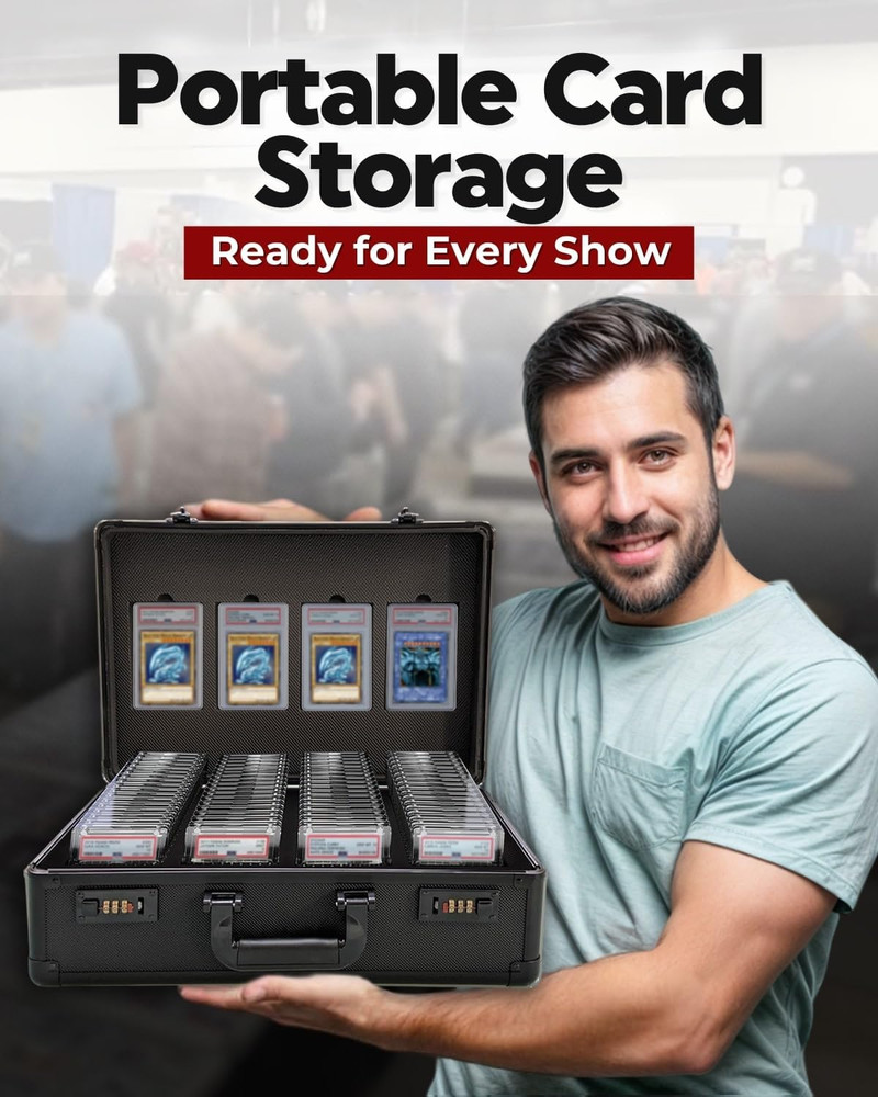 Graded Card Case - Durable PSA Slab Case with Combination Lock - 4 Row Graded Ca