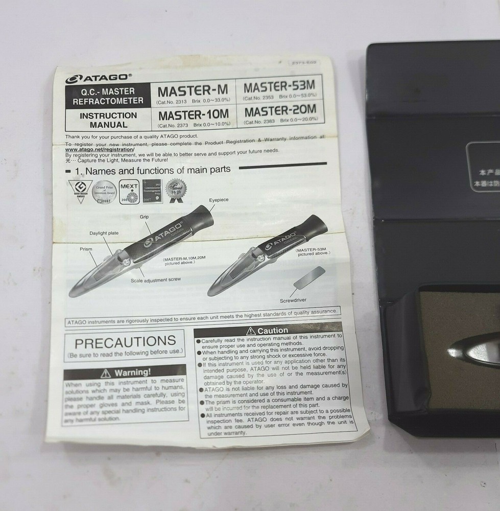 Atago Manual MASTER-M Hand Held Refractometer Brix 0.0-33.0% Feature Metal
