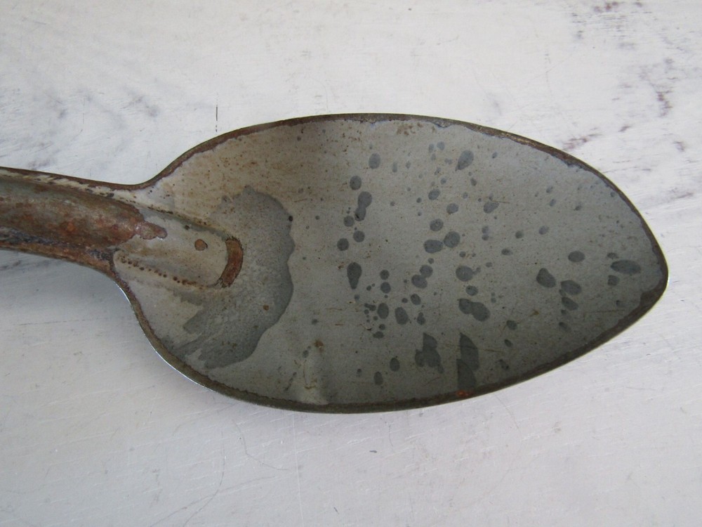 Vintage Enamel Ware Serving Spoon Chipped Rustic Decor