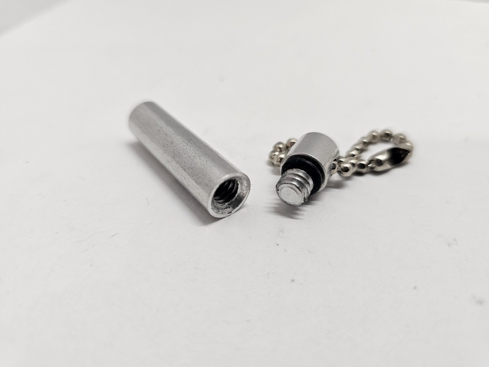 Silver Pill Storage Keychain Cylinder Water Resistant Oring