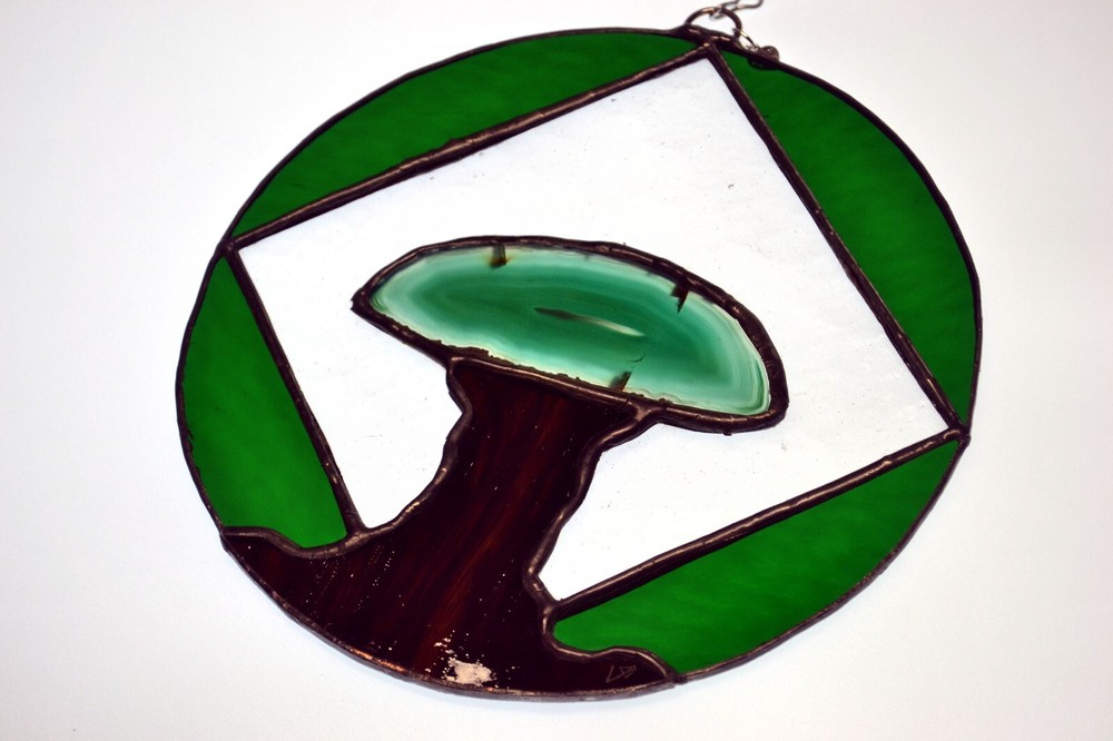Agate Tree Stained Glass Panel Sun Catcher (#0033)