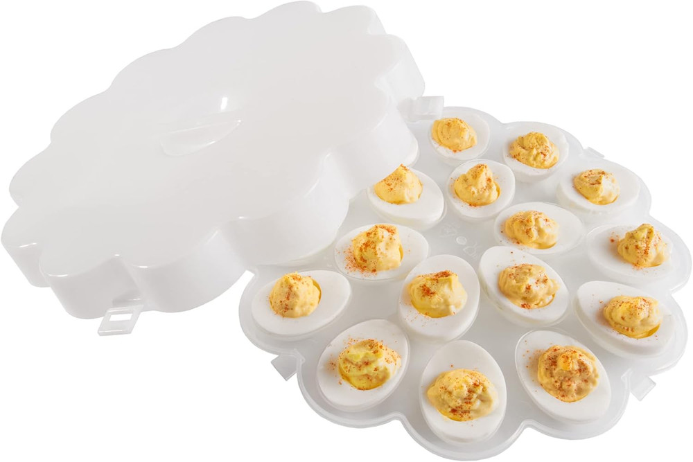 2 Pack Deviled Egg Tray w/ Lid 36 Count Stackable Carrier