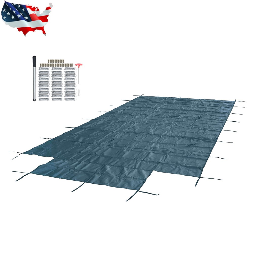 Rectangular 22×42FT In-Ground Swimming Winter Pool Cover With 4×8FT Center Step