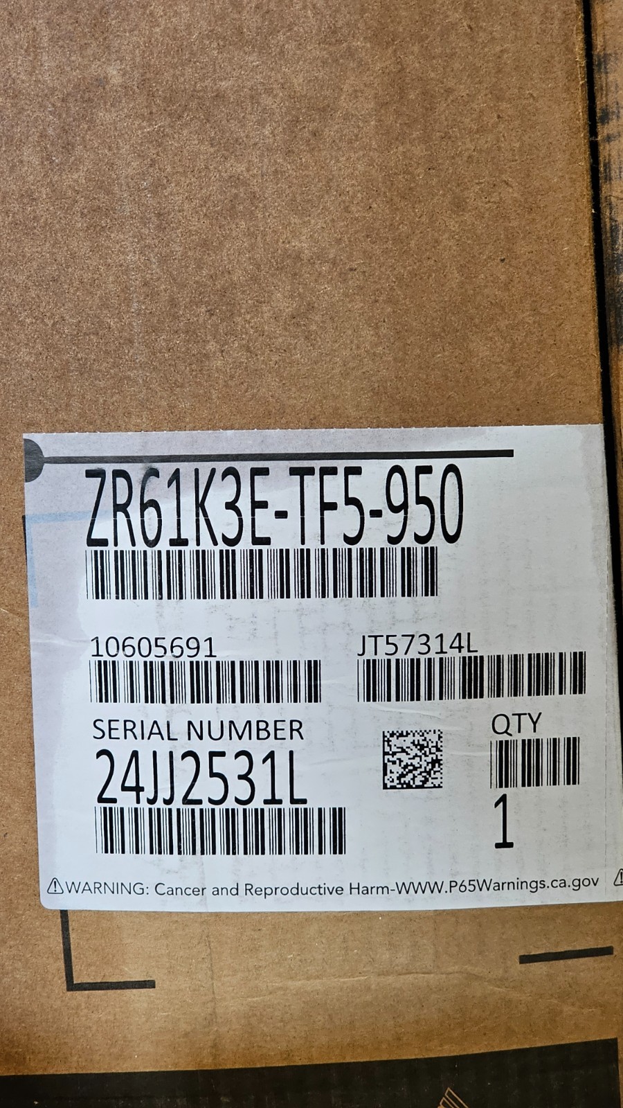 ZR61KC-TF5-950 ZR61KCTF5950 Copeland Scroll Compressor 5 Ton 208v 3 PH R22 R407C