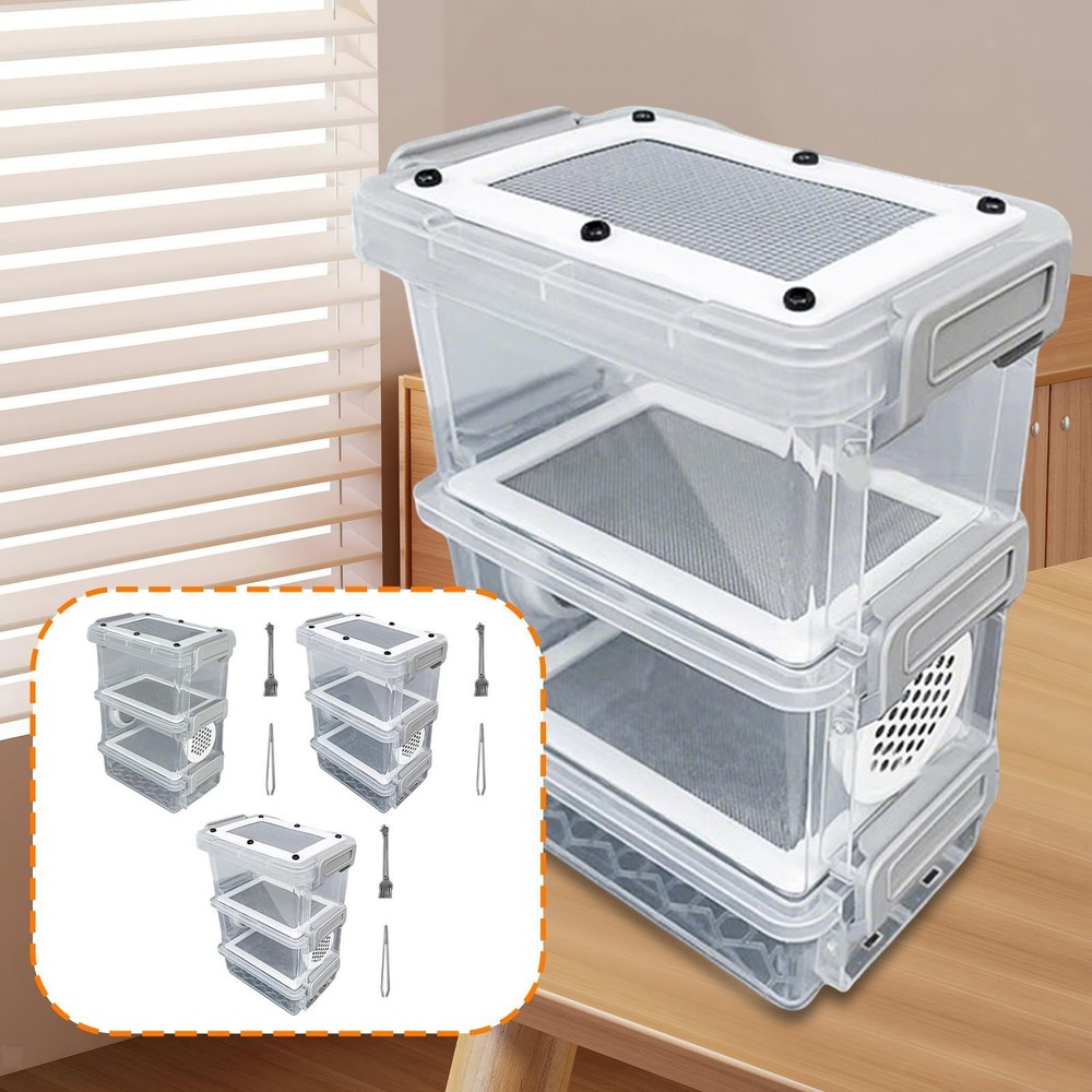 Roach Feeding Box Keeper Transparent House Lightweight Container Cage
