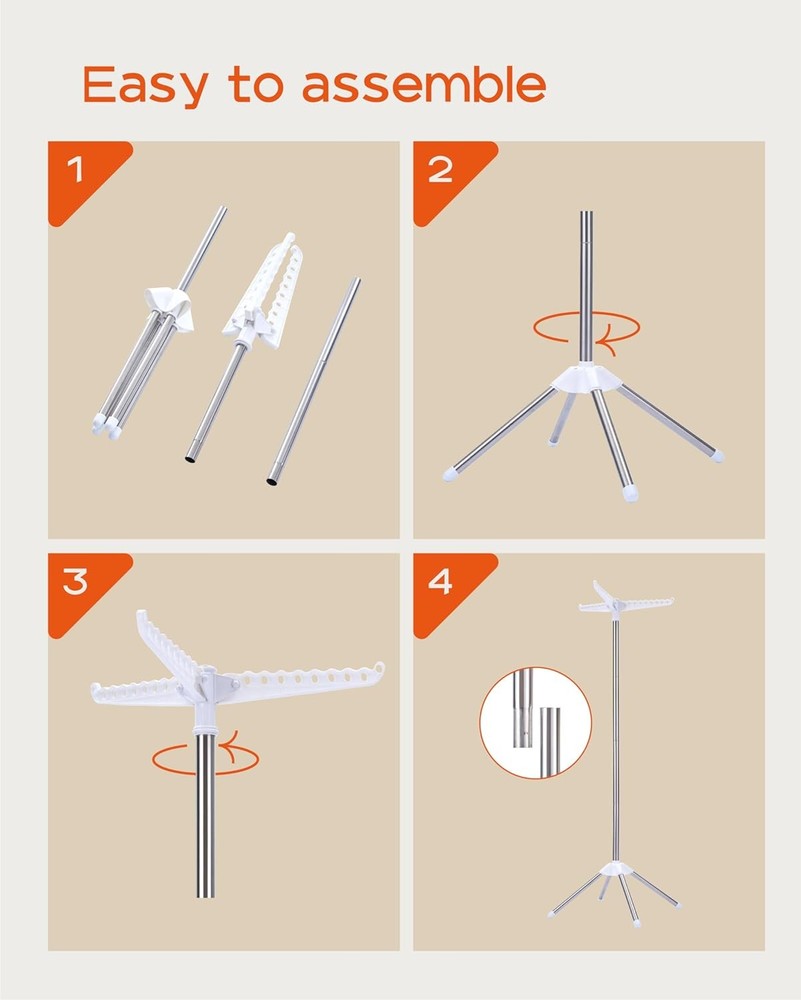Clothes Drying Rack Foldable, 59 inch Tripod Laundry Drying Rack Indoor with Rot