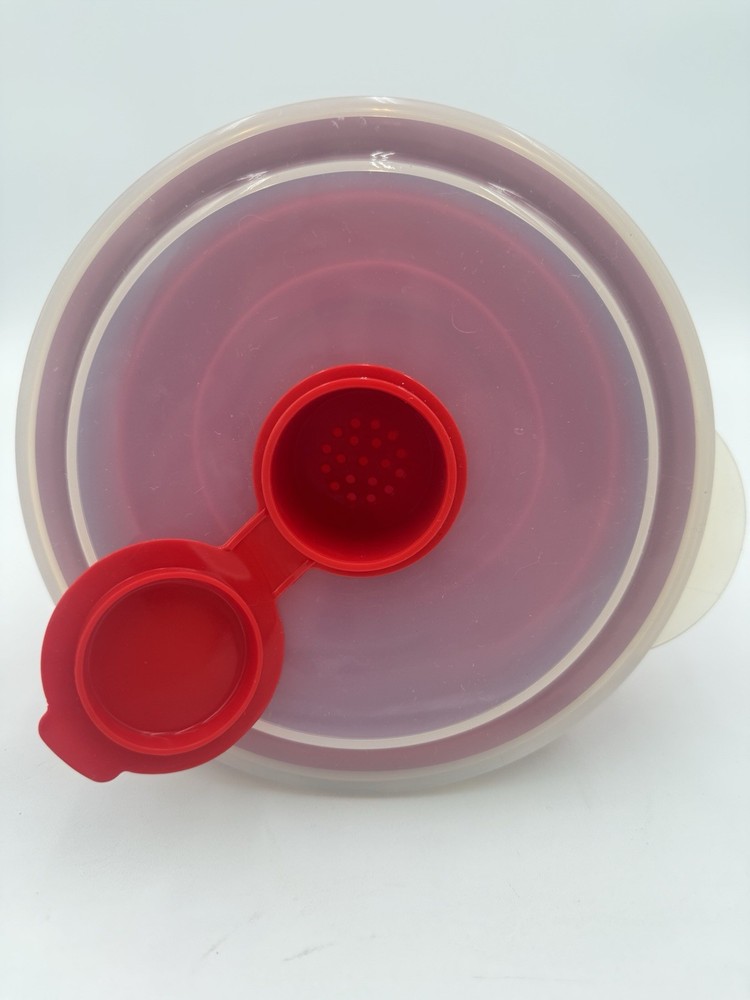 Pampered Chef Microwave Popcorn Maker COLLAPSIBLE Red Silicone 1457