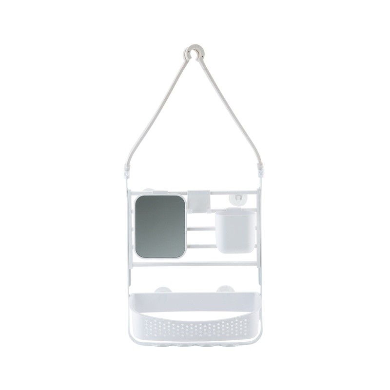 Deluxe Flex Adjustable Shower Caddy Organizer W/ Hooks Storage Baskets Mirror US