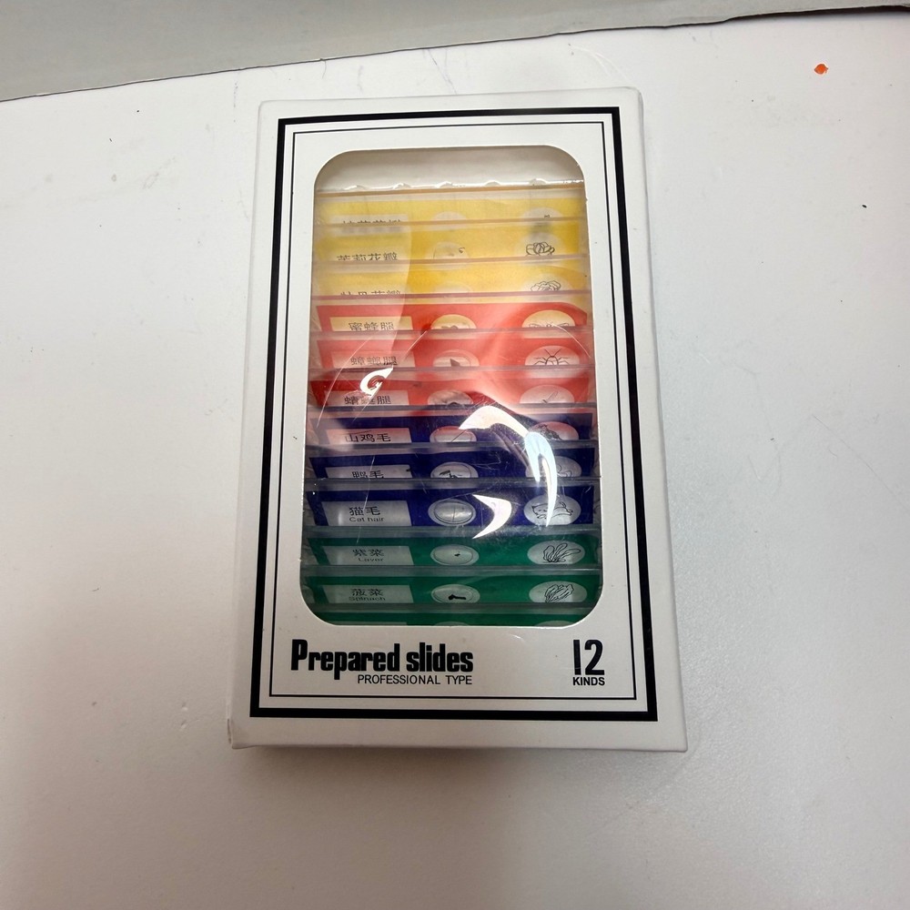 12 Pack Professional Prepared Microscope Slides Insect Plant Specimen Set