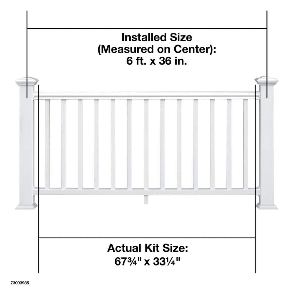 6 Ft. X 36 In. White Polycomposite Vinyl Pre-Assembled Railing Kit without Brack