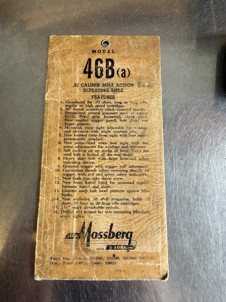 Original Mossberg 46B Instruction Papers