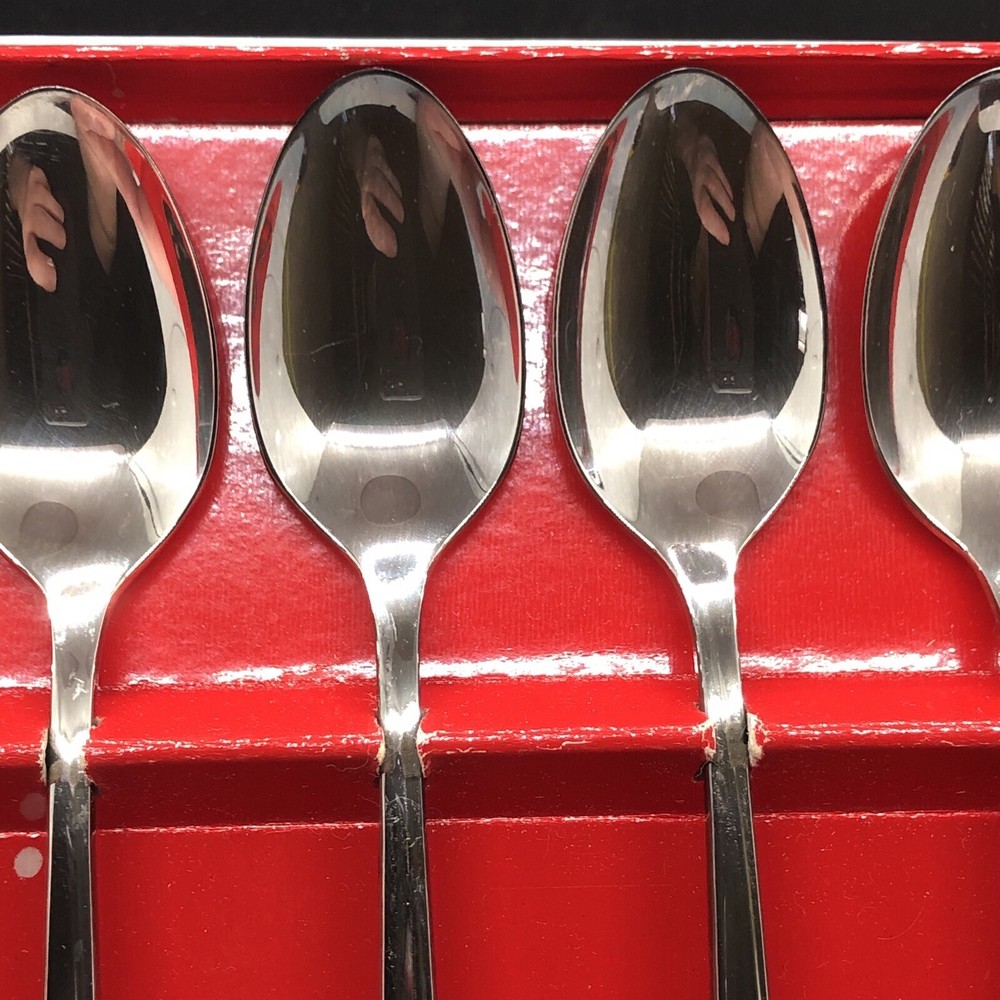 1881 Rogers Oneida Rose Song Silverplate 8 Iced Drink Tea Spoons Original Box