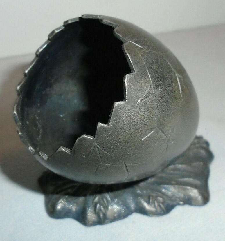 Egg Toothpick Holder Wheat Base Silver Plate 3"x2" Base, 2.5" Tall VTG FREE SHIP